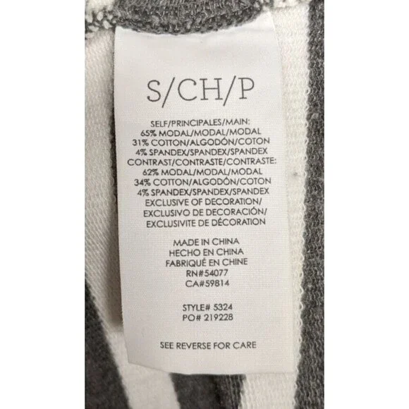 Cabi Women's Windward Striped Hooded Sweatshirt Top Gray/White # 5324 Size Small - Picture 9 of 9